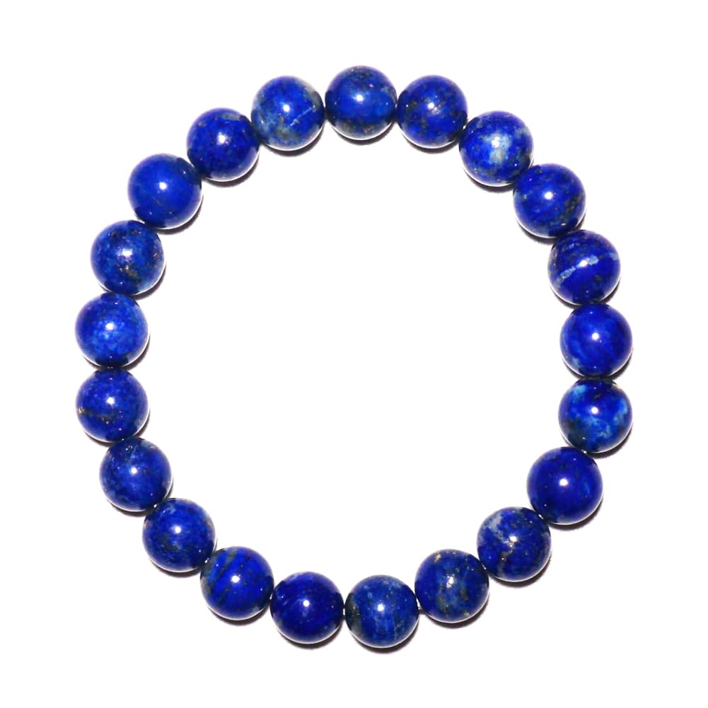 8mm Lapis Lazuli Bracelet | Natural Royal Blue Throat & Third Eye Chakra Crystal Gemstone Beads - Handmade Meditation Protection Jewelry | Beading Tool Kit - Fits for 6.5-7.5" Medium Wrist