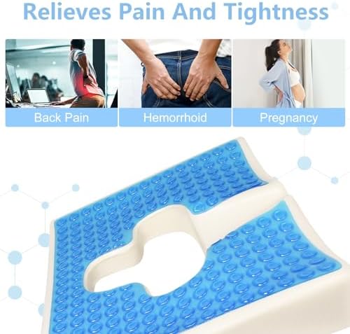 Anti Bedsore Cushion for Butt,T Shaped Gel & Memory Foam Pillow,Tailbone Pain Relief Seat Cushions Anti-Decubitus Cushion for Elderly, Bedridden, Disabled