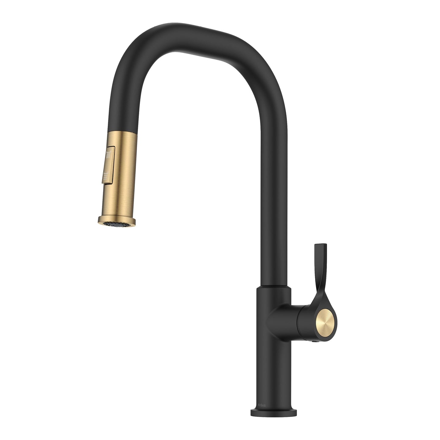 KRAUS Torak Pull Down Kitchen Faucet in Spot-Free Brushed Brass/Matte Black with 2 Function Sprayer, Pre-Attached Water Lines, and Mounting Hardware, KPF-2841SFBBMB
