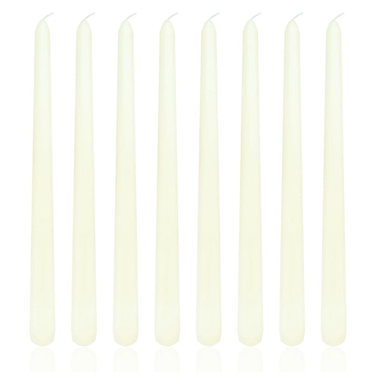 8 Pack 10 Inch Ivory Taper Candles Long Burning Time and Dripless Candles For Dinner Home Decor Wedding Shower