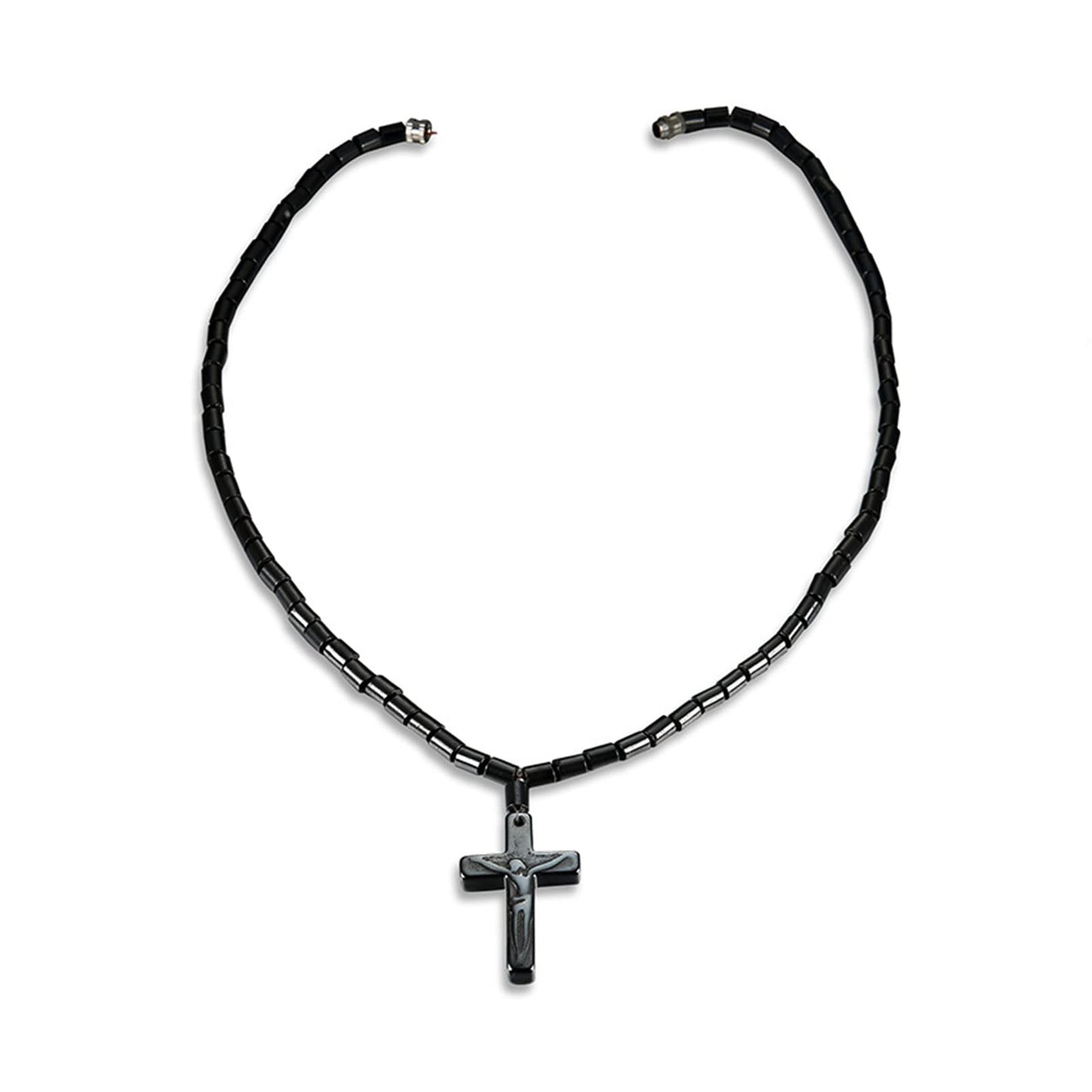 Hematite Obsidian Necklace for Women Men Therapy Jewelry, Healing Energy Pain Relief Anti Swelling, Nature Stone Necklace Cross Peace Pendant-cross