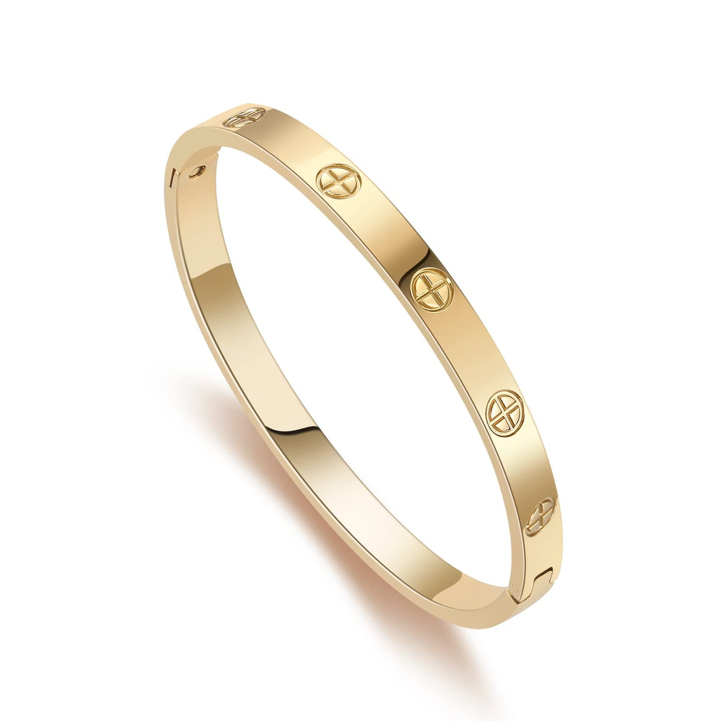 RIMRIVA 18K Gold-plated Bracelets for Women Cross Love Bangle Stainless Steel Jewelry Anniversary Her Birthday Wedding Christmas Gifts for Women Friend Mom Wife Stocking Stuffers Basket
