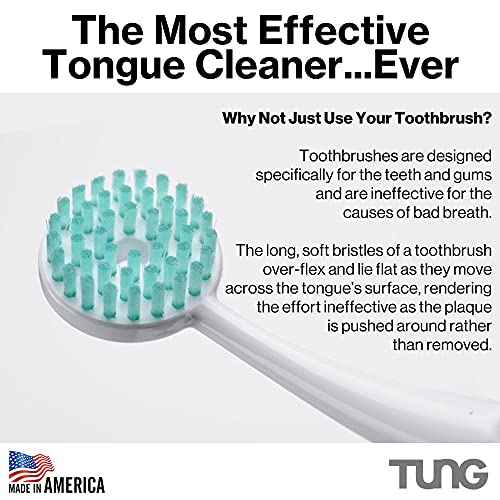 TUNG Tongue Cleaning Kit, TUNG Brush and Natural Mint Blast Gel, Bad Breath Odor Eliminator, Halitosis Defense, USA Made (Set of 1)