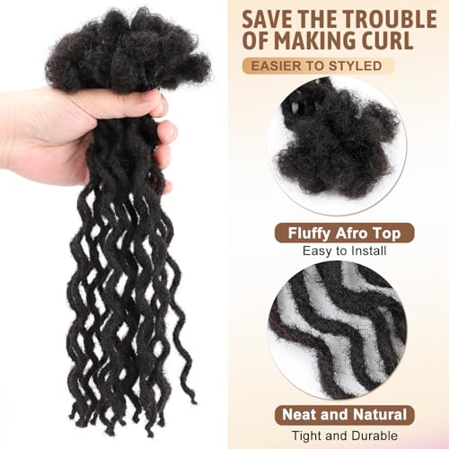 14 Inch Dread Extensions, 30-Strand Afro Kinky Human Hair, Thin 0.4cm Locs for Women Men, Soft and Lightweight for Long-Term Wear