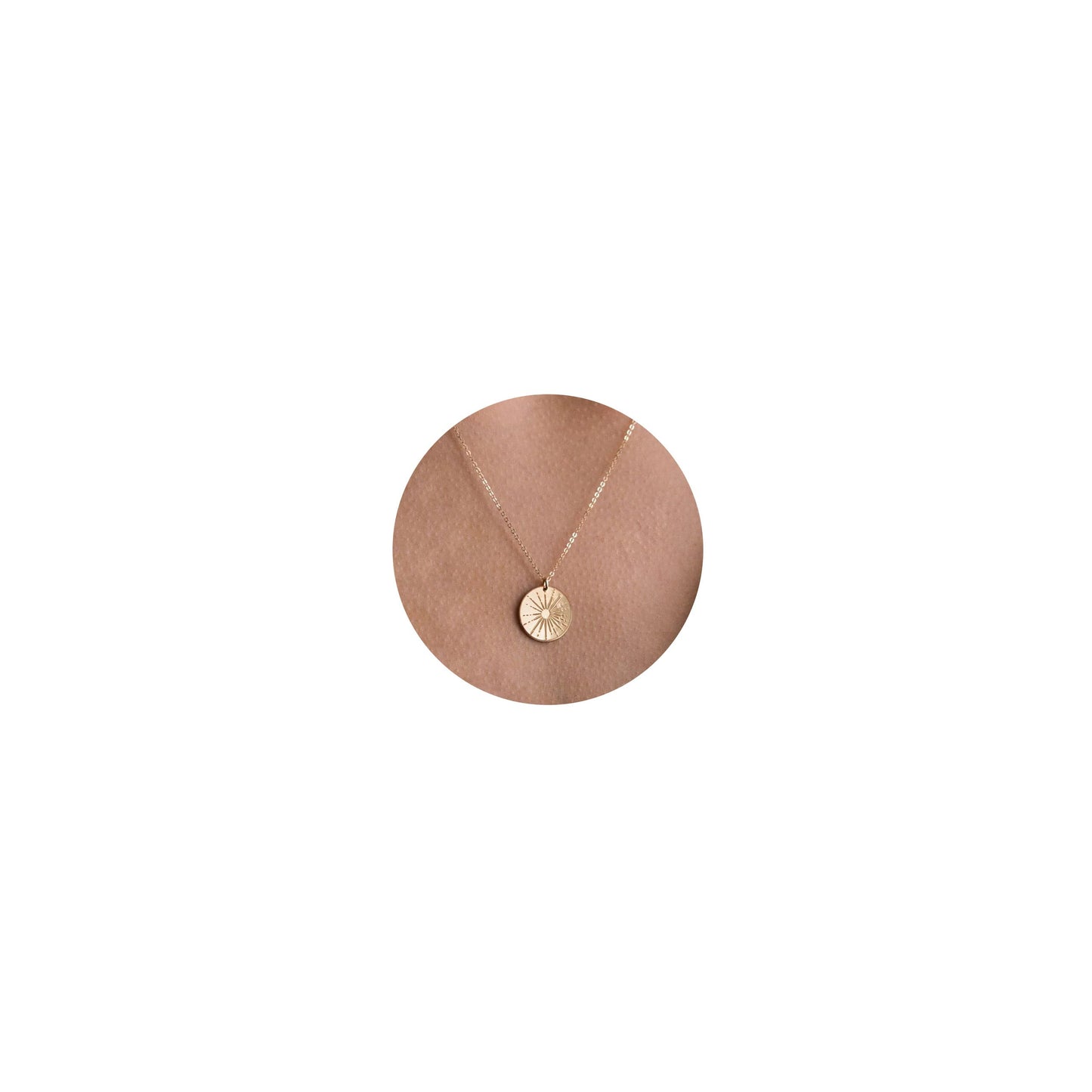 VRIUA Sun Necklace for Women 14k Gold Plated Dainty Disc Sun Pendant Gold Coin Necklace Minimalist Simple Jewelry