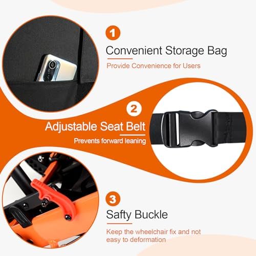 Upgraded Transport Wheelchair, Come with Telescopic Handle, Inflatable Seat Cushions, Wheelchairs for Adults, Lightweight Transport Wheelchairs, Travel Wheelchair Lightweight Foldable with 3 Bags