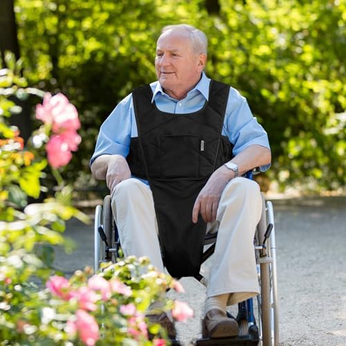 MDSTOP Wheelchair Safety Belt, Anti-Slip Wheelchair Seatbelt, Wheelchair Harness with Adjustable Secure Buckle, Medical Restraints Straps for Seniors Elderly, Patients, Disable (Black1)