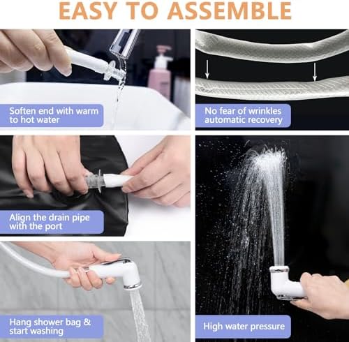 Bedside Shower Water Bag - 2.5 GL Portable Water Shower Bag For Hair Washing In Bed. Use with Inflatable Shampoo Basin, Inflatable Hair Washing Basin, Inflatable Bathtub For Elderly