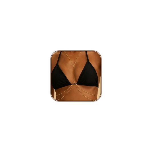 Airmb 14K Gold Plated Body Chain for Women Layered Beaded Chain Adjustable Sexy Beach Body Jewelry Belly Waist Chain Jewelry for Women Gift