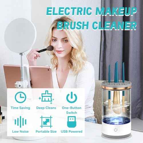Electric Makeup Brush Cleaner - Portable Compact Design for Travel Home Use - Professional Makeup Brush Cleaning Machine - Automatic Makeup Brush Cleaner (pink)
