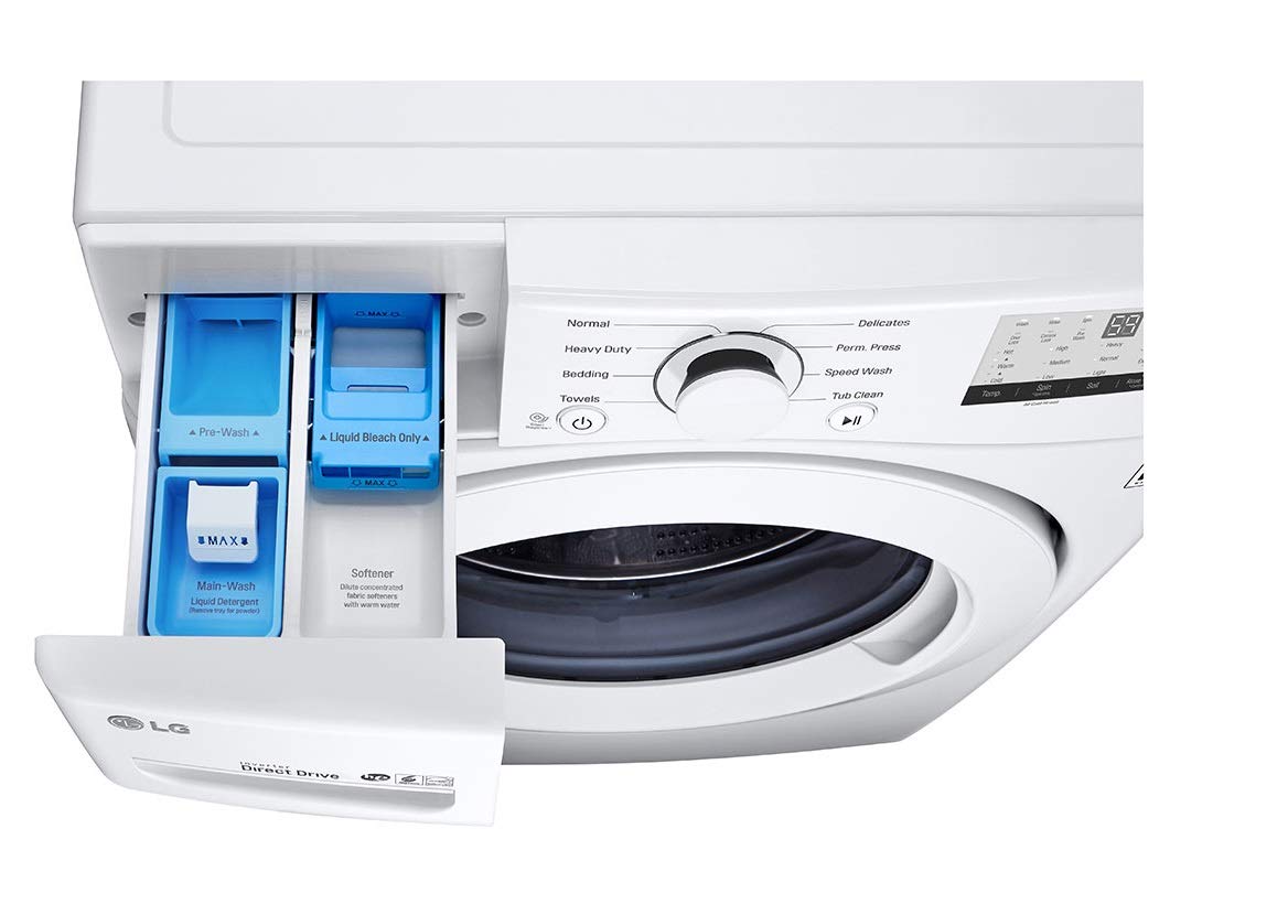 LG WM3400CW 4.5 cu ft Front-Load Washer – High-Efficiency, LoDecibel™ Quiet Operation, 6Motion™ Technology, White