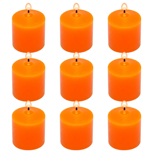 9-Pack 1.25-Inch Orange Votive Candles for Halloween Fall Harvest – Unscented Small Tealight Candle for Home Decor, Meditation, and Special Occasions