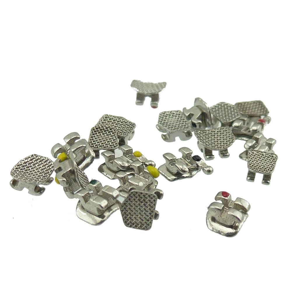 SNAWOP Dental Orthodontic Brackets Mini Metal Tooth Braces Roth/MBT(5 Packs MBT 022 3-4-5 with Hooks)