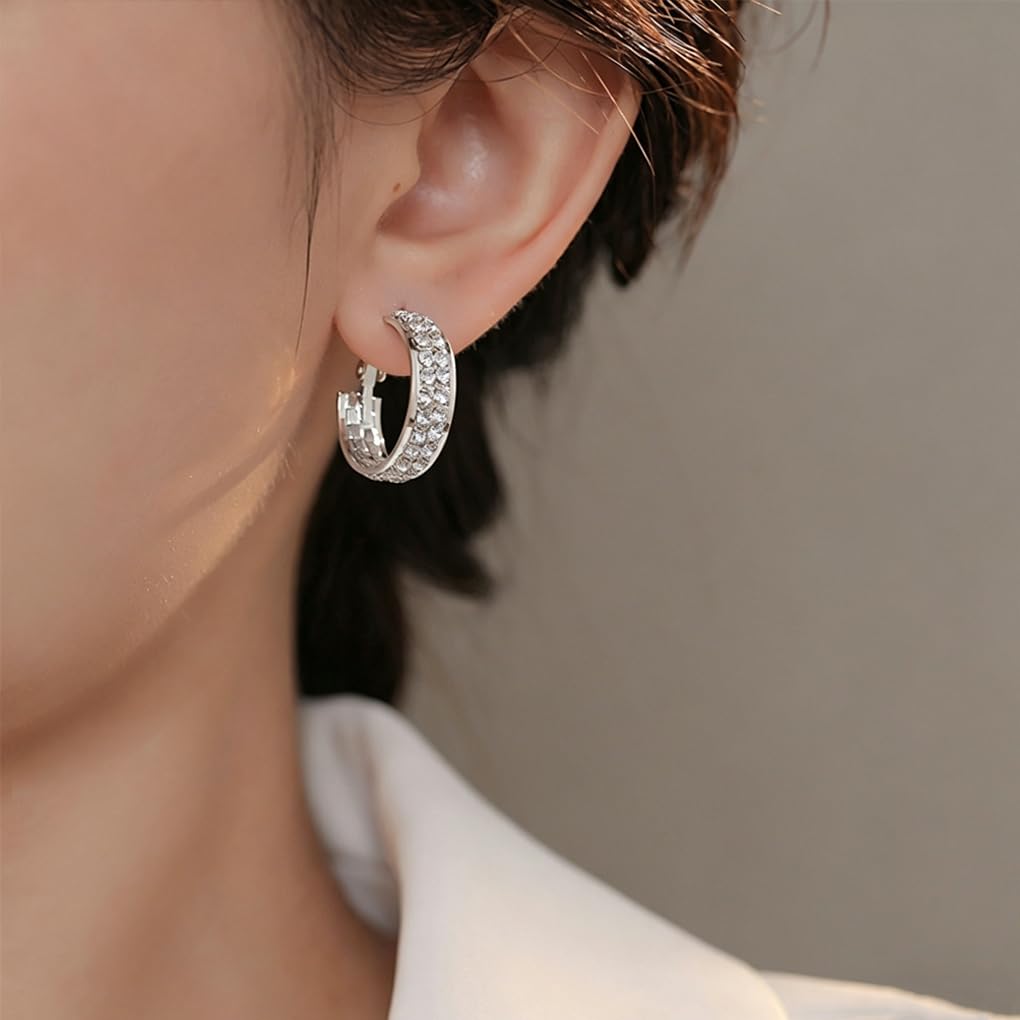 Lymphatic Activity Hoop Earrings, Lymphatic Drainage Slimming Hoop Earrings Lymphvity Germanium Earrings Cubic Zirconia Earrings Jewelry Gifts for Women (silver)