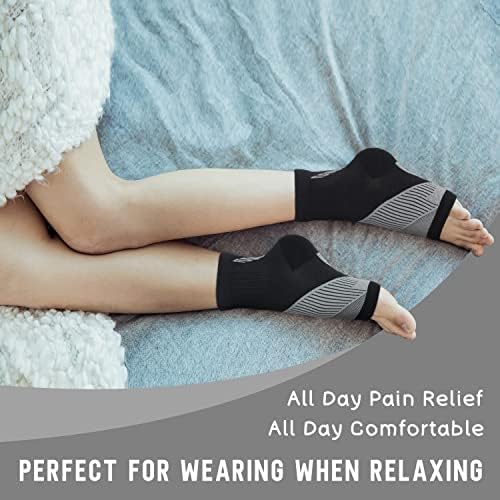Compression Socks for Women & Men Open Toe (3 Pairs), Ankle Brace Compression Sleeve with Neuropathy, Foot Compression sleeve for Swelling, Pain & Plantar Fasciitis Relief (Black, L)