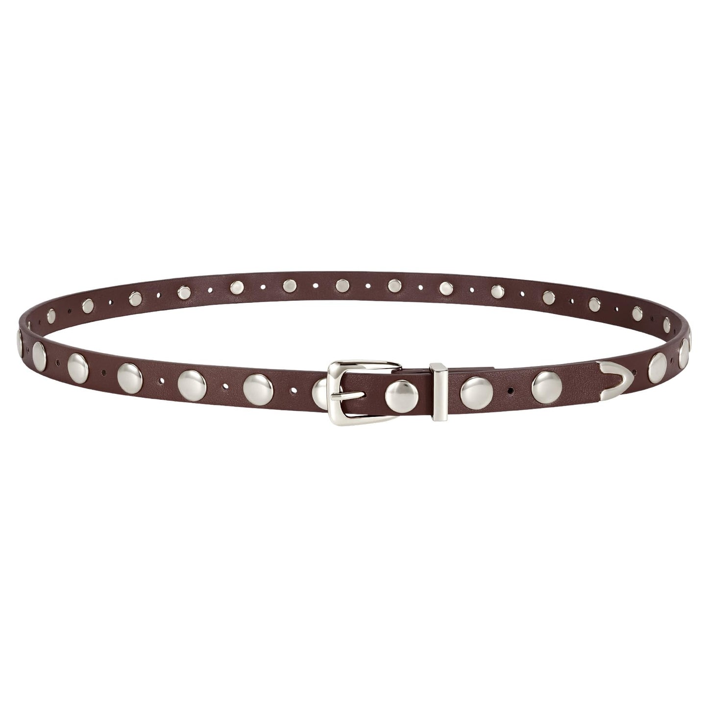 JASGOOD Women Studded Belt Skinny Leather Belt Ladies Thin Waist Belt Fashion Leather Belt for Jeans Pants Dress