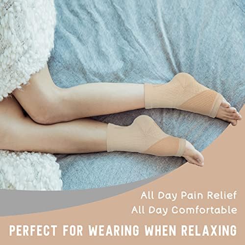 Compression Socks for Women & Men Open Toe (3 Pairs), Ankle Brace Compression Sleeve with Neuropathy, Foot Compression sleeve for Swelling, Pain & Plantar Fasciitis Relief (Beige, S)