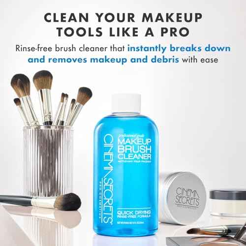 Cinema Secrets Original Blue Vanilla Makeup Brush Cleaner Solution - Professional Cleanser for Makeup Brushes - Quick-Drying, Rinse-Free Formula - Removes Stubborn Waterproof Make Up