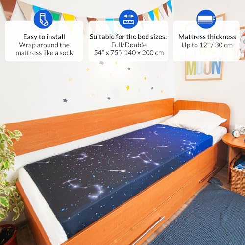 ODOXIA Sensory Compression Blanket | Spandex Bed Sheet for Kids & Adults | Deep Relaxing Feeling | Star Theme | Breathable & Stretchable | Full