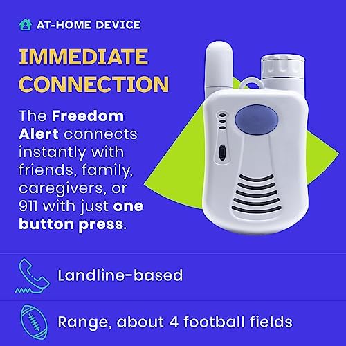 Freedom Alert, Landline Personal Emergency Device, 2-Way Call with Family and Police for Home Safety, Device for Seniors and The Elderly