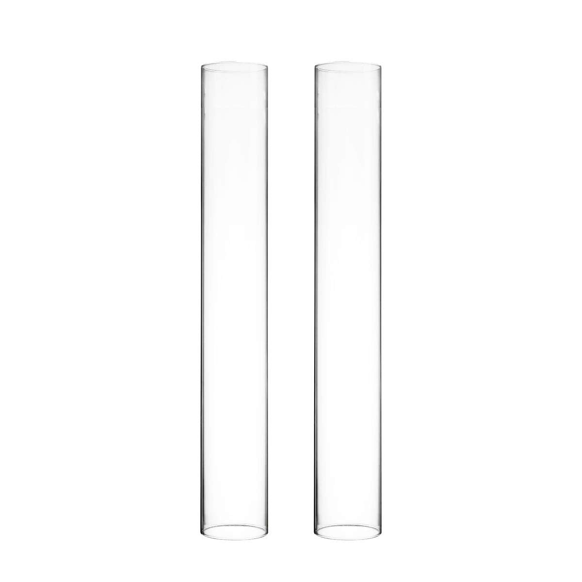 CYS EXCEL 6 PCS (H:18" D:2.5"") Open Ended Glass Hurricane Candleholder Tube Shade | Multiple Size Choices Open Flame Candle Chimney Tube Cover | Bottomless Cylinder"