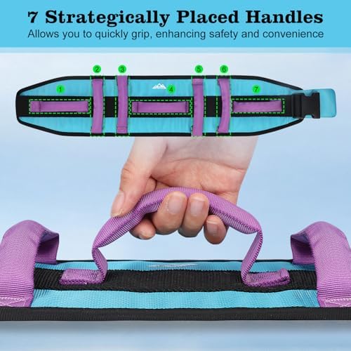supregear Gait Belt - Anti-Slip Transfer Aid with 7 Handles and Quick-Release Buckle, Perfect for Senior Care, Aqua