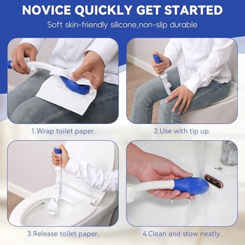 Foldable Toilet Aid（2Pack）, Long Comfort Wipe Wand Bottom Buddy Toilet Self Tissue Aids for Toileting, Self Help Wipe Butt for Fat People Limited Mobility,Elderly, Pregnancy