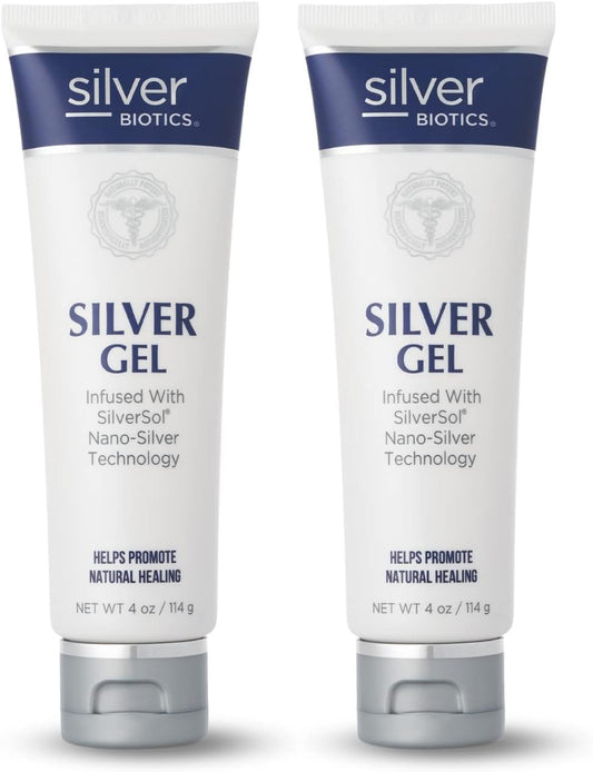 Silver Biotics First Aid Healing & Soothing Gel | Advanced SilverSol Technology | Amazing for Healing Skin from Scars, Burns, Wounds, Blemishes & More | 20ppm | 4 Oz (Pack of 2)