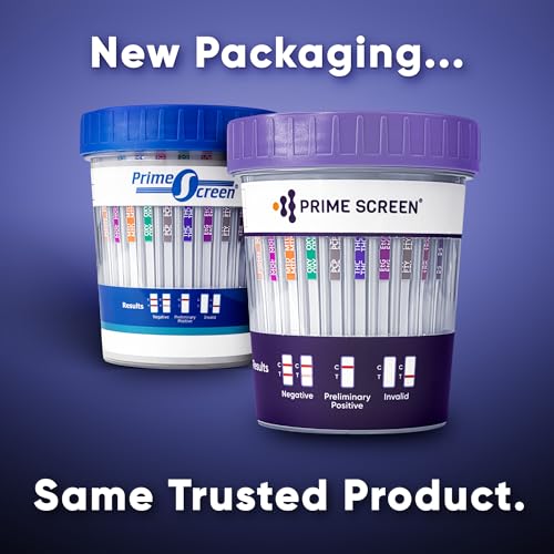 Prime Screen Urine Drug Test Cup 16 Panel Kit (AMP,BAR,BUP,BZO,COC,mAMP,MDMA,MOP/OPI,MTD,OXY,PCP,THC, ETG, FTY, TRA, K2) -[25 Pack]-CDOA-9165EFTK