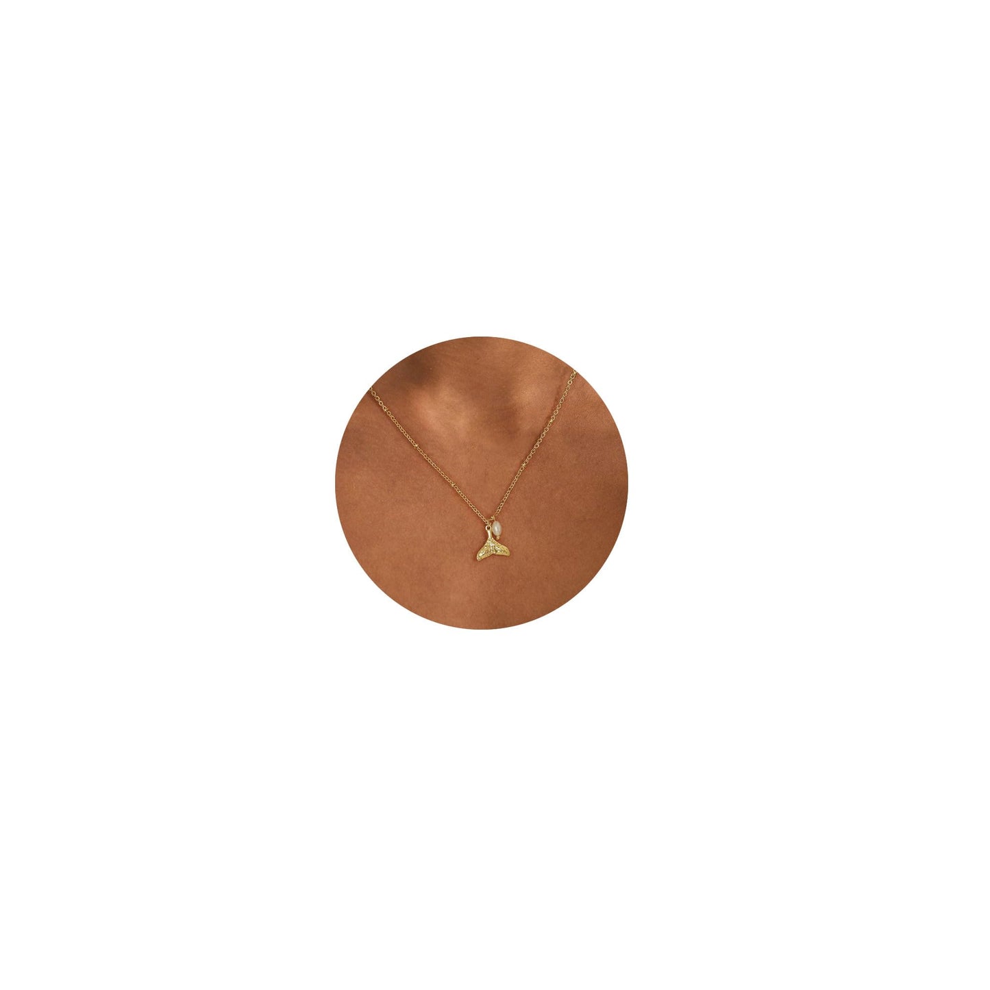 Dainty Gold Necklace for Women,14K Gold Plated Pearl Necklace Trendy Simple Whale Tail Necklaces Cute Fashion Summer Beach Pearl Jewelry for Women