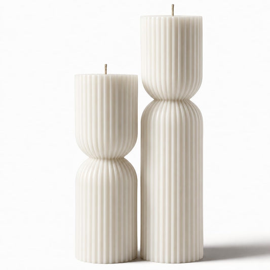 2PCS Hourglass Pillar Candles Set,Soy Wax Orchids Scented Pillar Candles,Cylindrical Tall Pillar Candle,Elegant Bubble Aesthetic Candle Housewarming Gift Home Room Shelf Decor Idea(White)