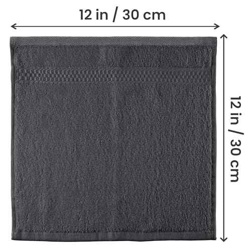 Utopia Towels 12 Pack Premium Wash Cloths Set, 12 by 12 Inches, 100% Cotton Ring Spun, Highly Absorbent and Soft Feel Essential Washcloths for Bathroom, Spa, Gym, and Face, Grey