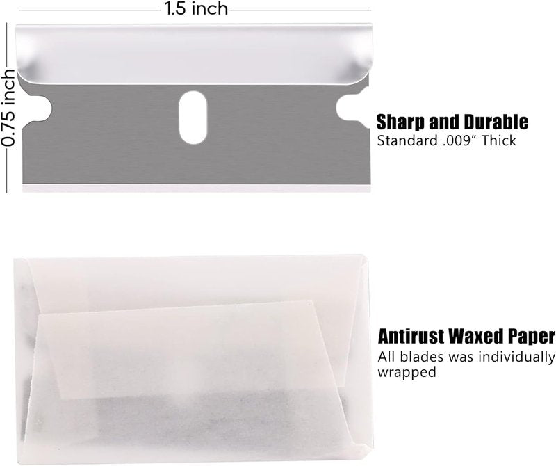 REXBETI 1000PCS Single Edge Razor Blades, Industrial Razor Blades, Box Cutter Replacement Blades, Glass Scraper Razor Blades