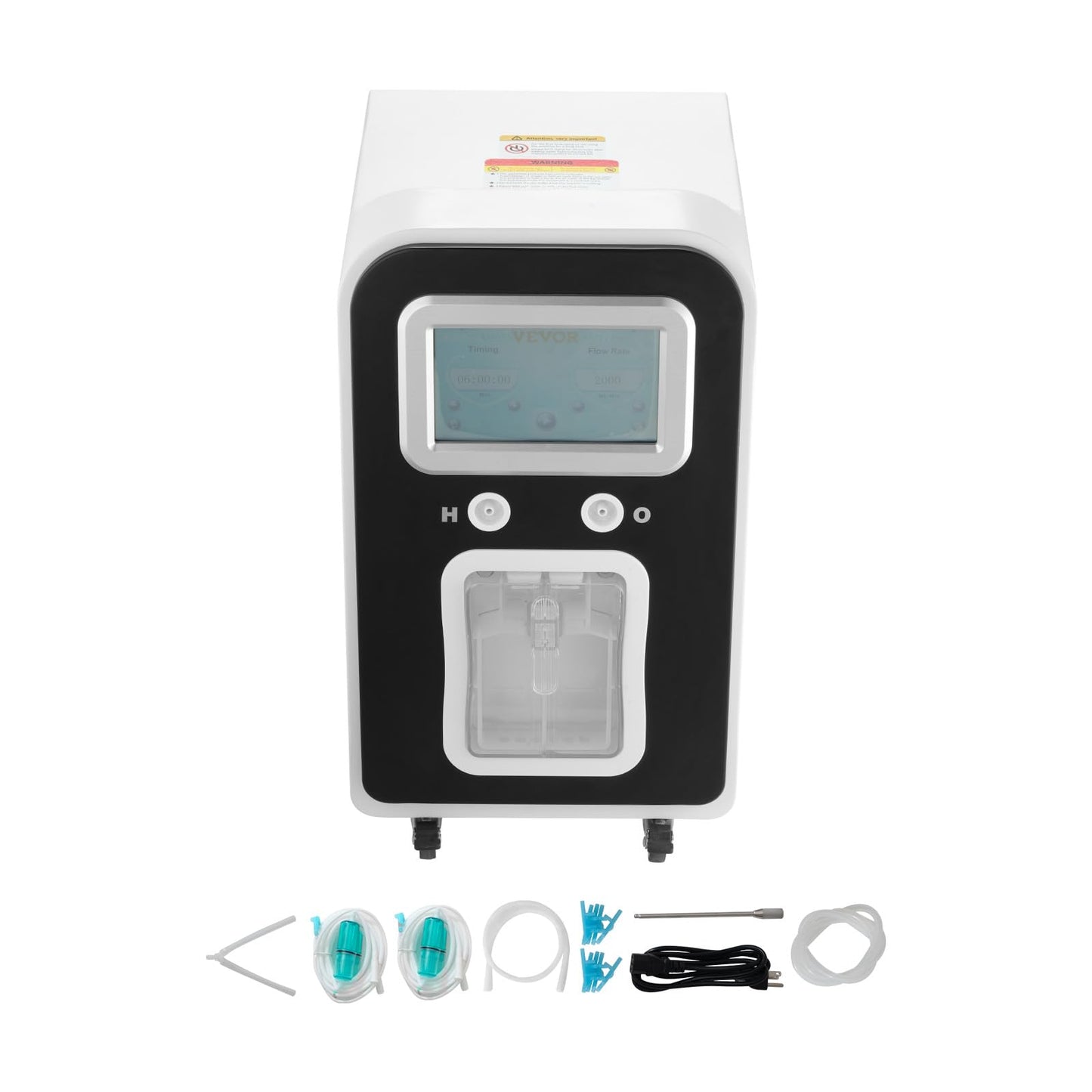 VEVOR Hydrogen Inhalation Machine, 99.99% High Purity Hydrogen Inhaler, HO-Separated 1800ml/min Dual Port Hydrogen Oxygen Inhaler, Hydrogen-Rich Water Generator with Wheels for Home Travel