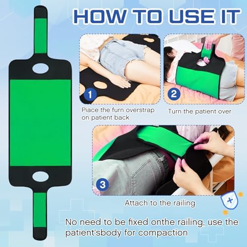TrelaCo 2 Pcs Bedridden Patient Turning Device Set, Including 1 Turning Pillow and 1 Turning Belt, Prevent Muscle Atrophy for Elderly Seniors Disability Prevention Bed Sore Aid Care(Green)