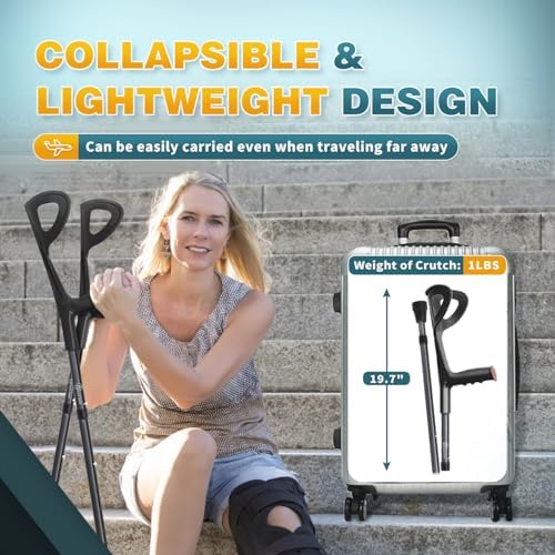 BeneCane Forearm Canes Lightweight Arm Crutch Adjustable Ergonomic Comfortable on Wrist Non Skid Rubber Tips