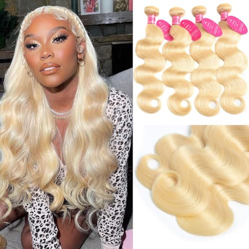 YISEA 613 Body Wave Brazilian Hair 12A Brazilian 613 Body Wave 4 Bundles (10 12 14 16) Unprocessed Human Raw Mink Hair Bundles Wet and Wavy Human Hair 613 Blonde