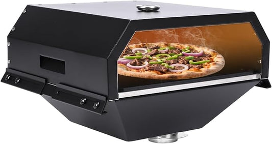 Hisencn Pizza Oven Attachment for Blackstone Grill, Outdoor Pizza Oven Accessories for Traeger, Pit Boss, Camp Chef, Z Grills, GMG Pellet Grill, Portable Pizza Maker With 13" Pizza Stone