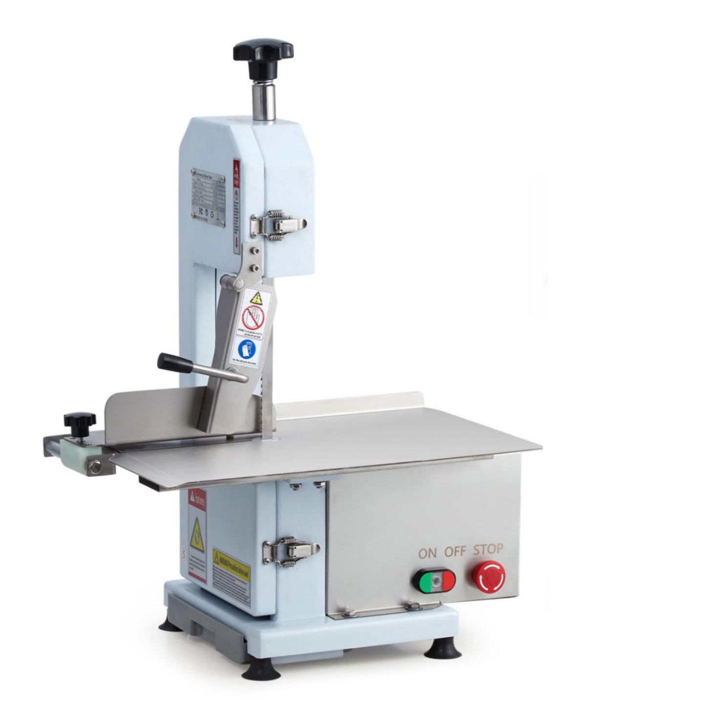 Bone Saw for Butchering, 550w Commercial Bandsaw Machine, Heavy-Duty Electric Meat Saw with 6 Blades, Cuts Up to 5.7 Inches Thick, Rustproof 19.3"x12.4" Table, for Frozen Beef, Pork & Chicken