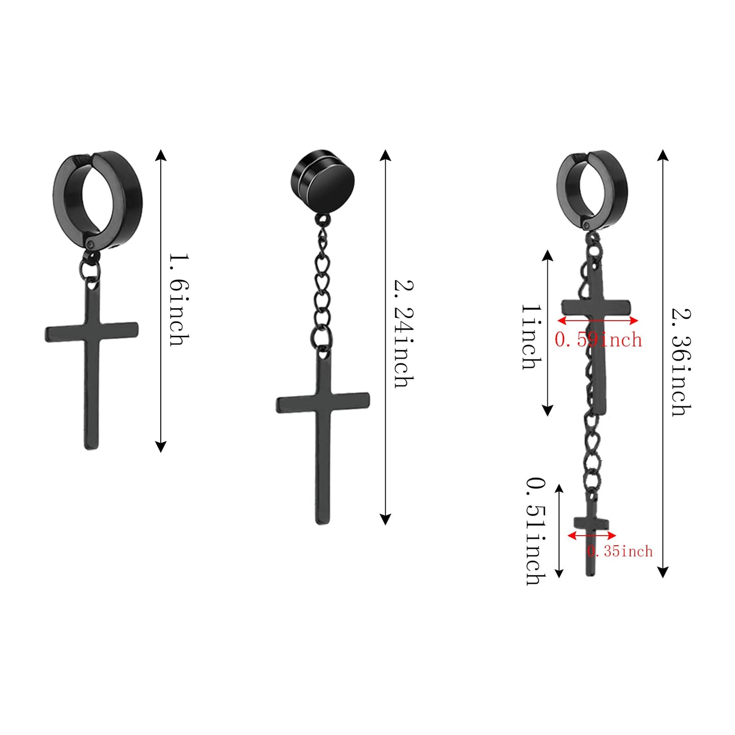 NEWITIN 9 Pairs Magnetic Earrings for Men Clip on Earring Stainless Steel Magnet Earring Unisex Hoop Dangle Cross CZ Studs Non Piercing Magnetic Stud Earrings for Men Women