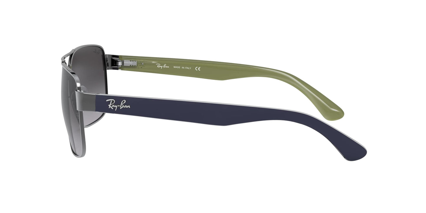 Ray-Ban Mens RB3530 Square Sunglasses, Gunmetal/Light Grey Gradient Dark Grey, 58 mm