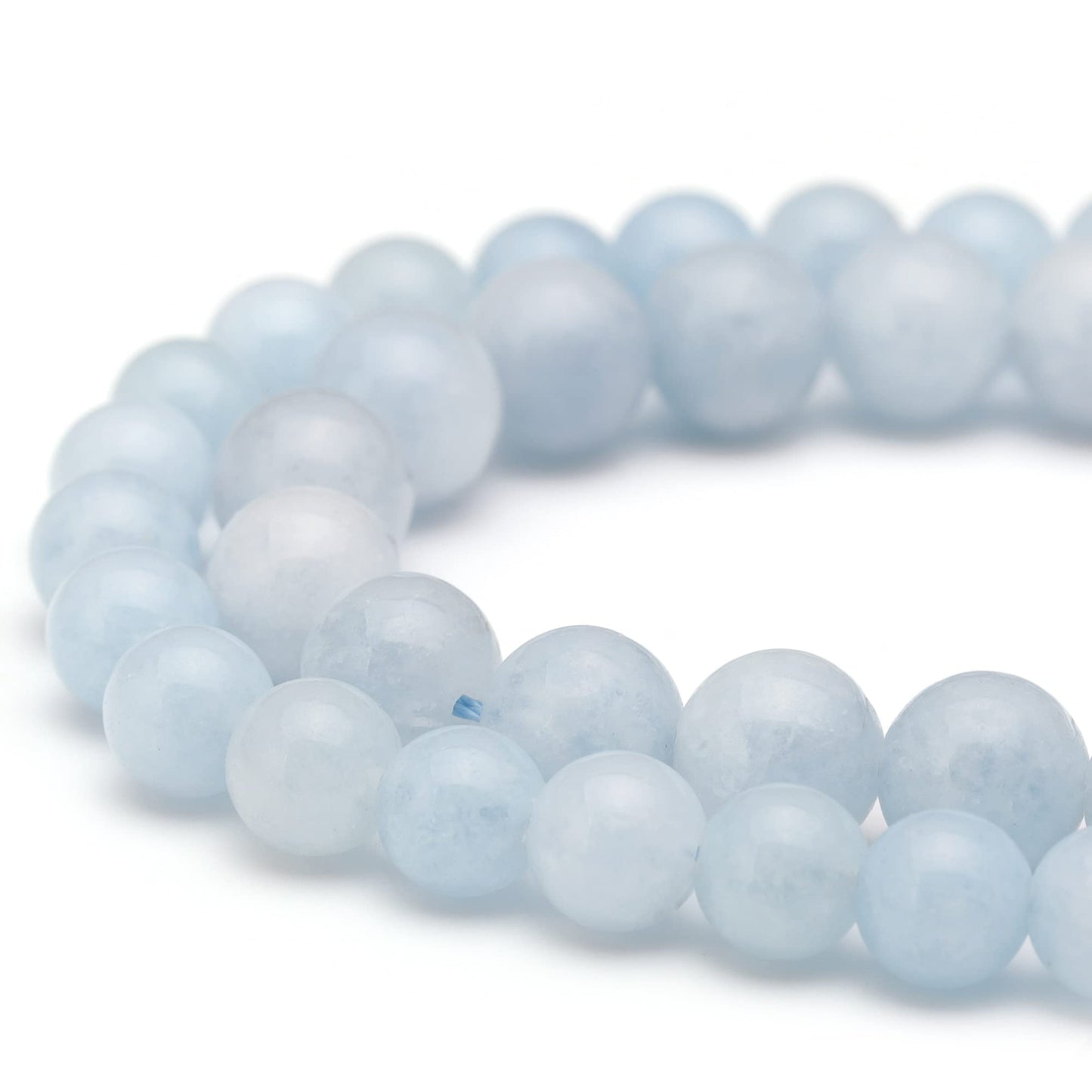 Youngbling Natural Gemstone Beads for Jewelry Making,8mm Blue Chalcedony Polished Round Smooth Stone Beads for Bracelet Necklace 15 Inch(Blue Chalcedony,8mm)