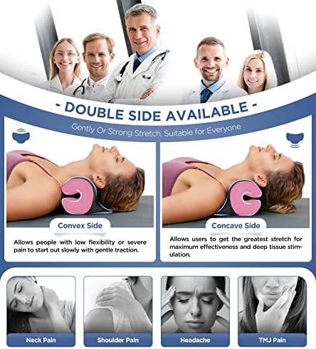 Neck Stretcher with Magnetic Therapy Cover, 2 Modes[Gentle/Strong] Pain Relief Cervical Traction Device, No Smell Neck and Shoulder Relaxer, Chiropractic Pillow for TMJ Headache Spine Alignment