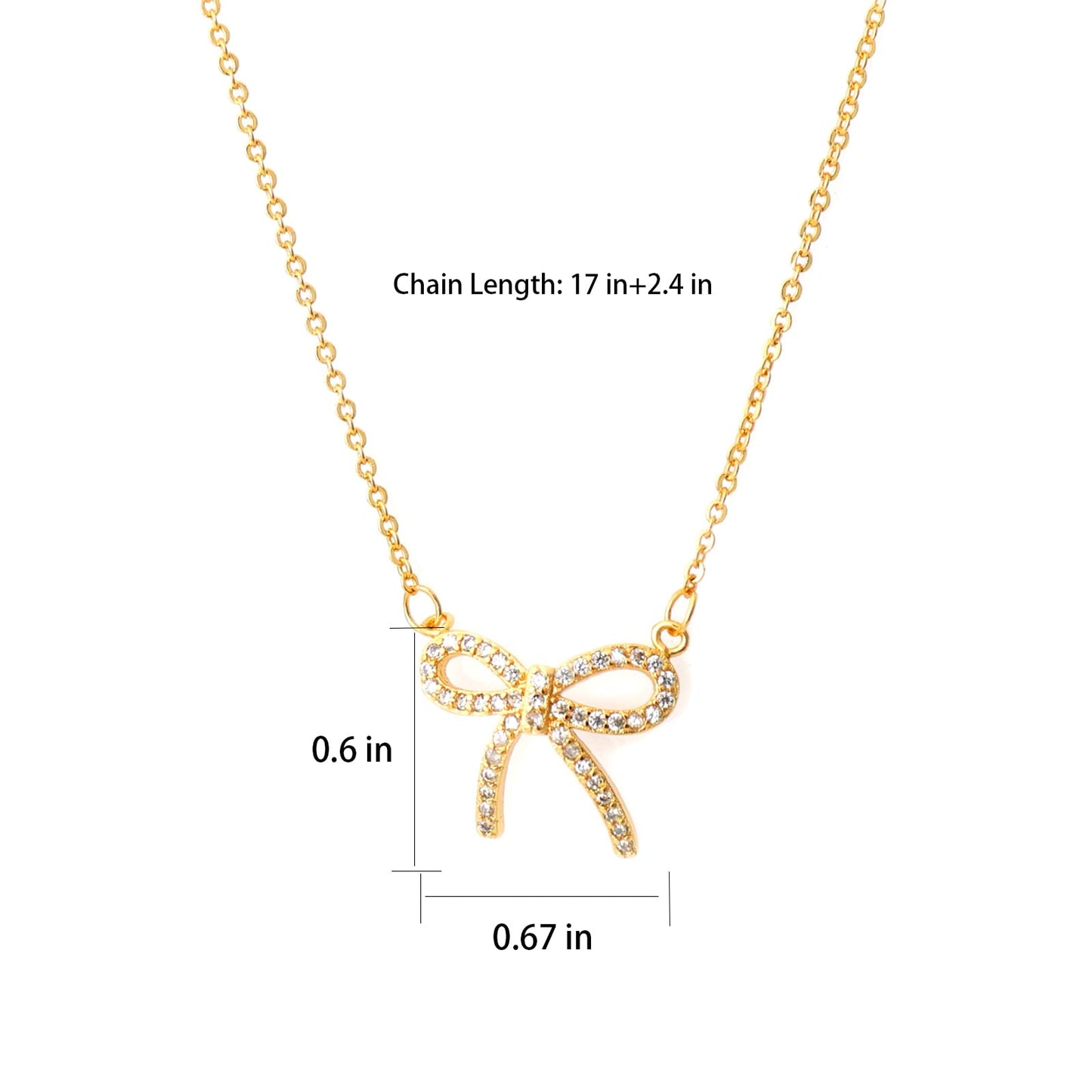 MAIKERDER Gold Bow Necklace for Women, 14K Gold Plated Cute Small Bow Pendant Choker Chain Necklaces Trendy Necklaces for Women Non Tarnish 17 Inches