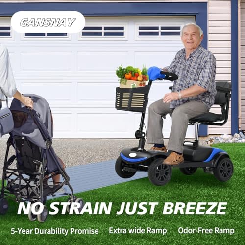 Threshold Ramp for Doorways 2" Rise- Odorless Indoor Entry Ramp- Non-Slip& Cuttable Handicap Ramp for Wheelchairs, Robot Vacuum Cleaners, Scooters, Strollers- Fog Blue- 2″Rise (31.5″×8.7″)