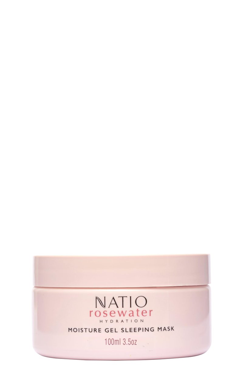 Natio Australia Rosewater Hydration Moisture Gel Sleeping Mask, 3.5 oz - Nighttime Rosewater Face Cream - Face Moisturizer for Overnight Hydration