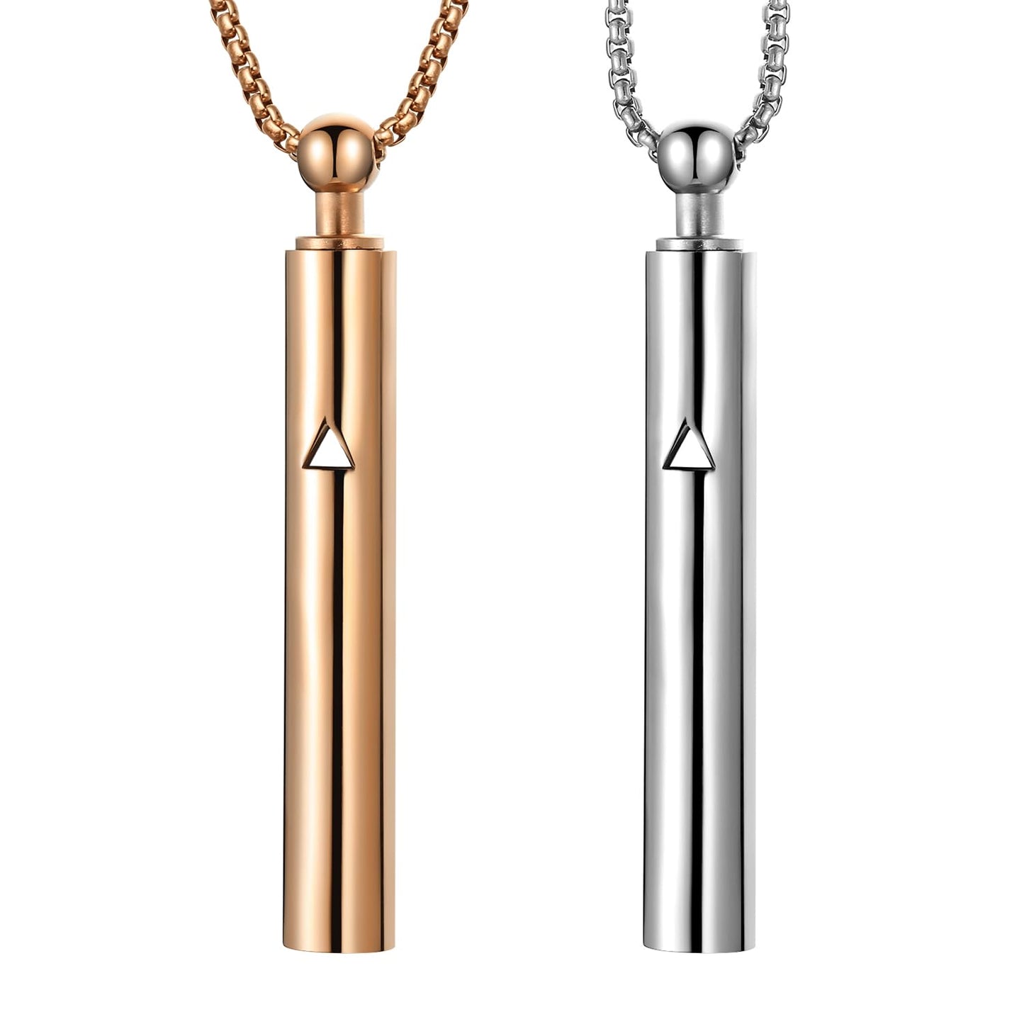 Anxiety Breathe Easy Necklace Mindfulness Breathing Necklace Breathlace Stainless Steel Pendant for Natural Calm & Stress Relief (Steel+Rose Gold T)