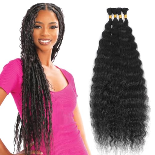 Super Wave Bulk Human Hair For Braiding 100% Unprocessed Brazilian Virgin Human Hair Extensions Bundles for Braiding Micro Human Braiding Hair(24inch, Natural Black)