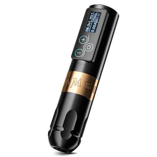 Ambition Vibe Tattoo Machine - Rotary Cartridge Battery Pen with 2400mAh Touch Buttons LED Digital Display Wireless Power Brushless Motor Tattoo Equipment Supply for Professional Artists and Beginners