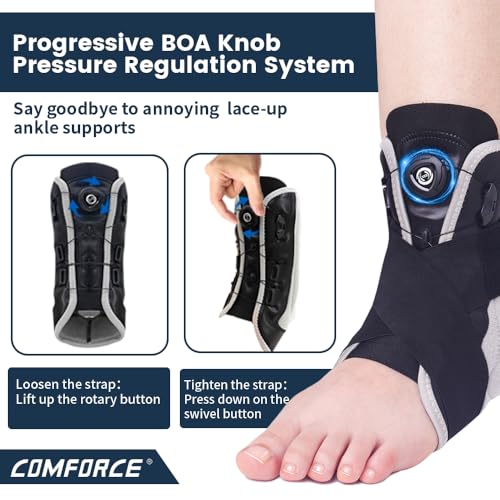 Ankle Brace for Women & Men (US 6-11/Women, 7-10/Men | EU 35-43), Adjustable Metal Support for Sprains, Achilles & Plantar Fasciitis - Breathable Design for Injury Recovery & Sports